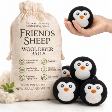 Organic Wool Dryer Balls -  Black Penguin (6 PCS)